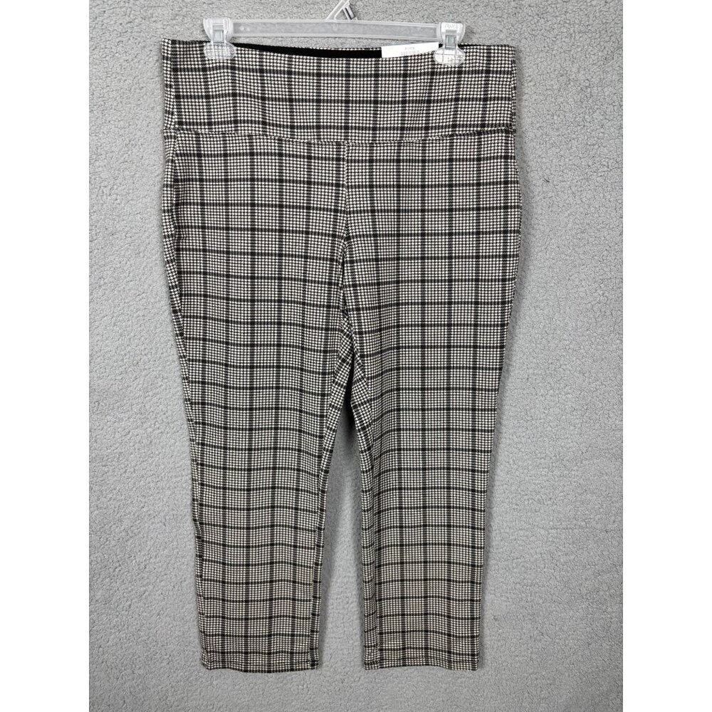 Style & Co Women's Straight-Leg Ponte-Knit Ankle Pants Black Houndstooth XL NWTs